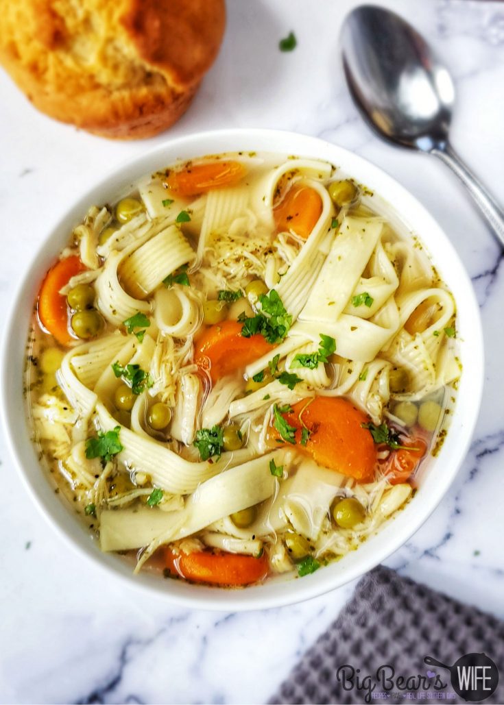 Chicken Noodle Soup in white bowl