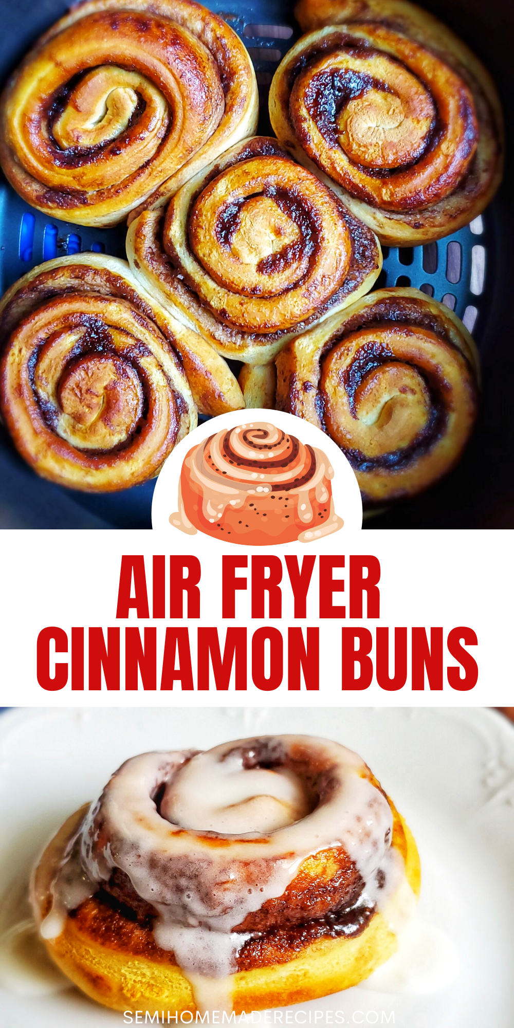 Air Fryer Cinnamon Buns - Use your air fryer for breakfast and makes these super easy Air Fryer Cinnamon Buns! 