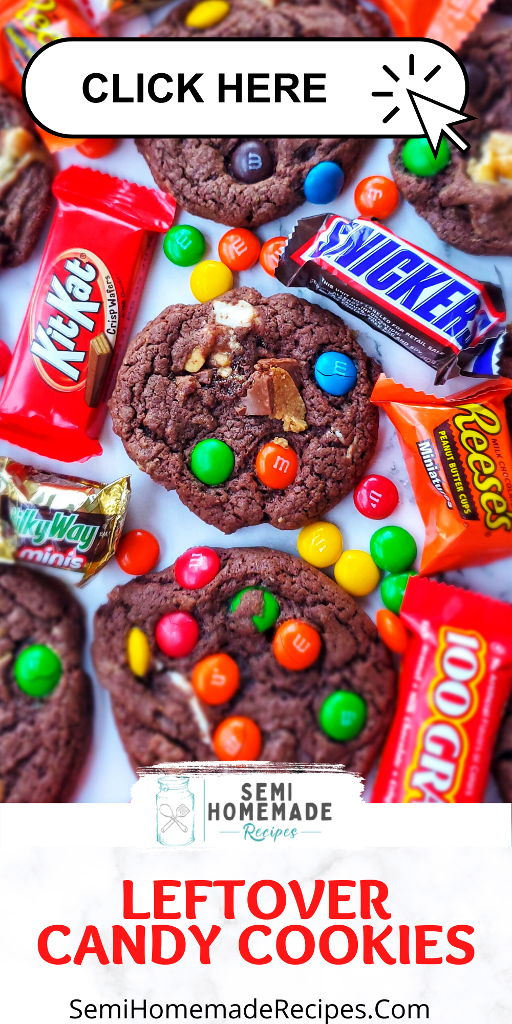 Have leftover candy from the holidays? Make these super easy Leftover Candy Cookies and hand them out to friends and family to get that candy out of your house. Great cookies to use up leftover Halloween Candy, Leftover Christmas Candy or Leftover Easter Candy! 