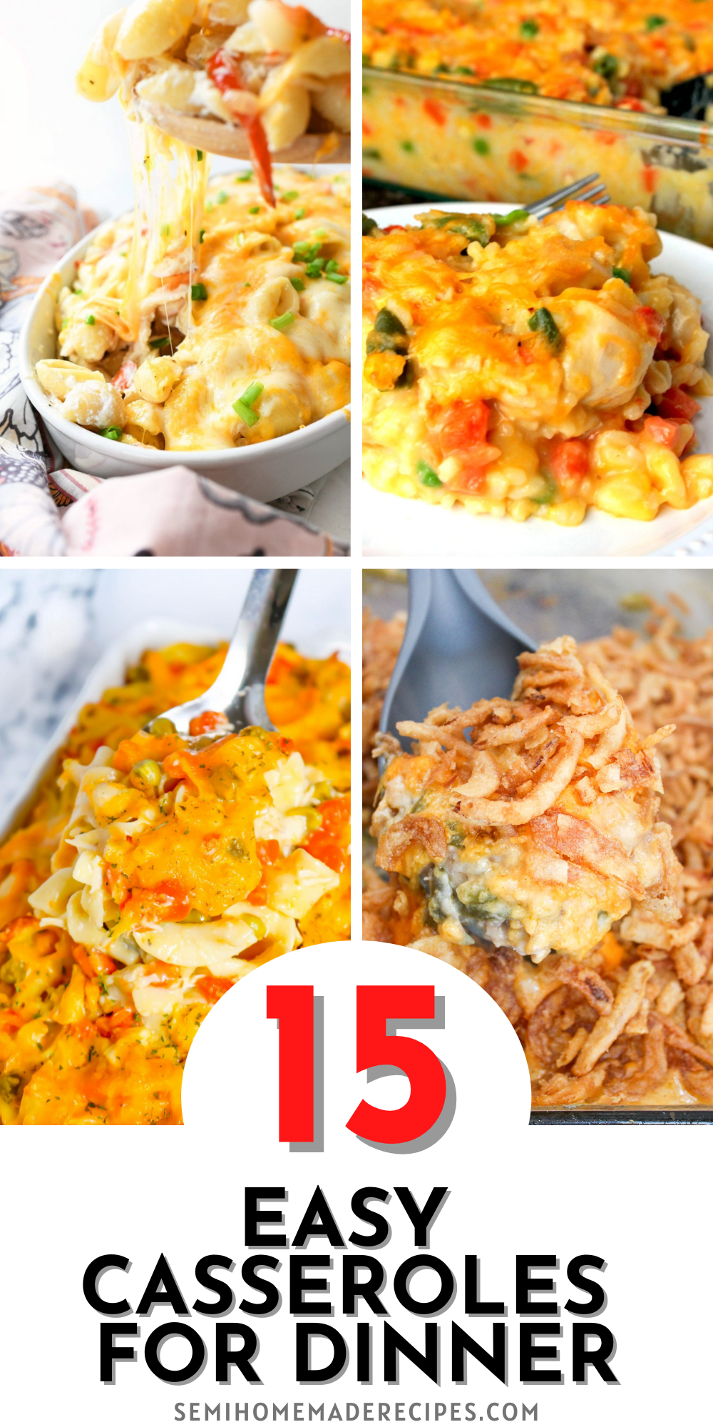 15 Easy Casseroles for Dinner - Casseroles are an easy, toss together meal that's perfect for busy weeknights and activity filled weekends! Here are 15 Easy Casseroles for Dinner or lunch that you'll want to make again and again! 