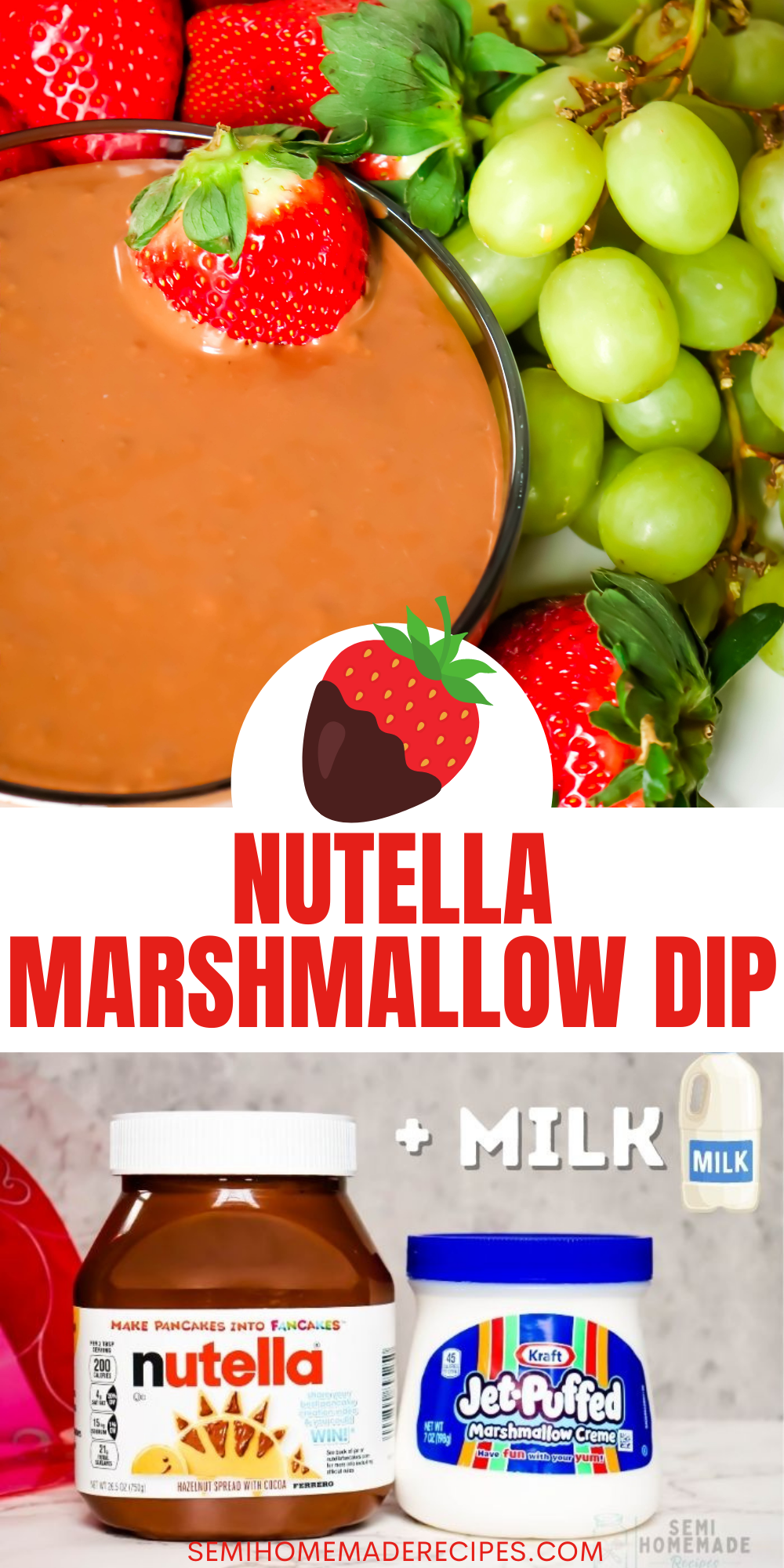 3 ingredients and a bit of whisking is all it takes to whip up this fantastic Nutella Marshmallow Dip! It's the perfect fruit or cookie dip! 