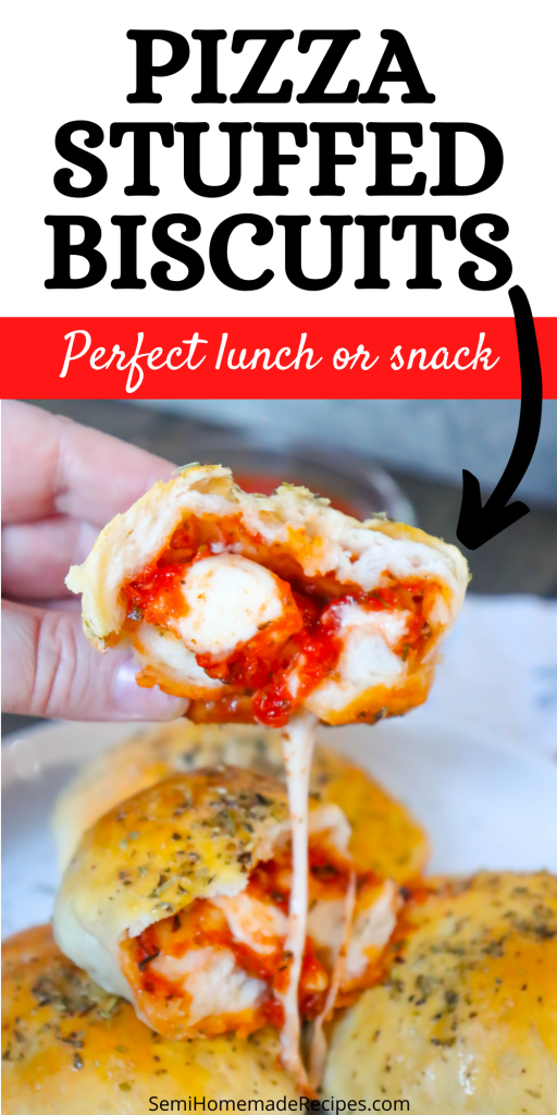 Great for an easy lunch or dinner, these Pizza Stuffed Biscuits are ready in less than 30 minutes! Normally packed with pizza sauce, fresh mozzarella and Italian seasoning but completely customizable. 