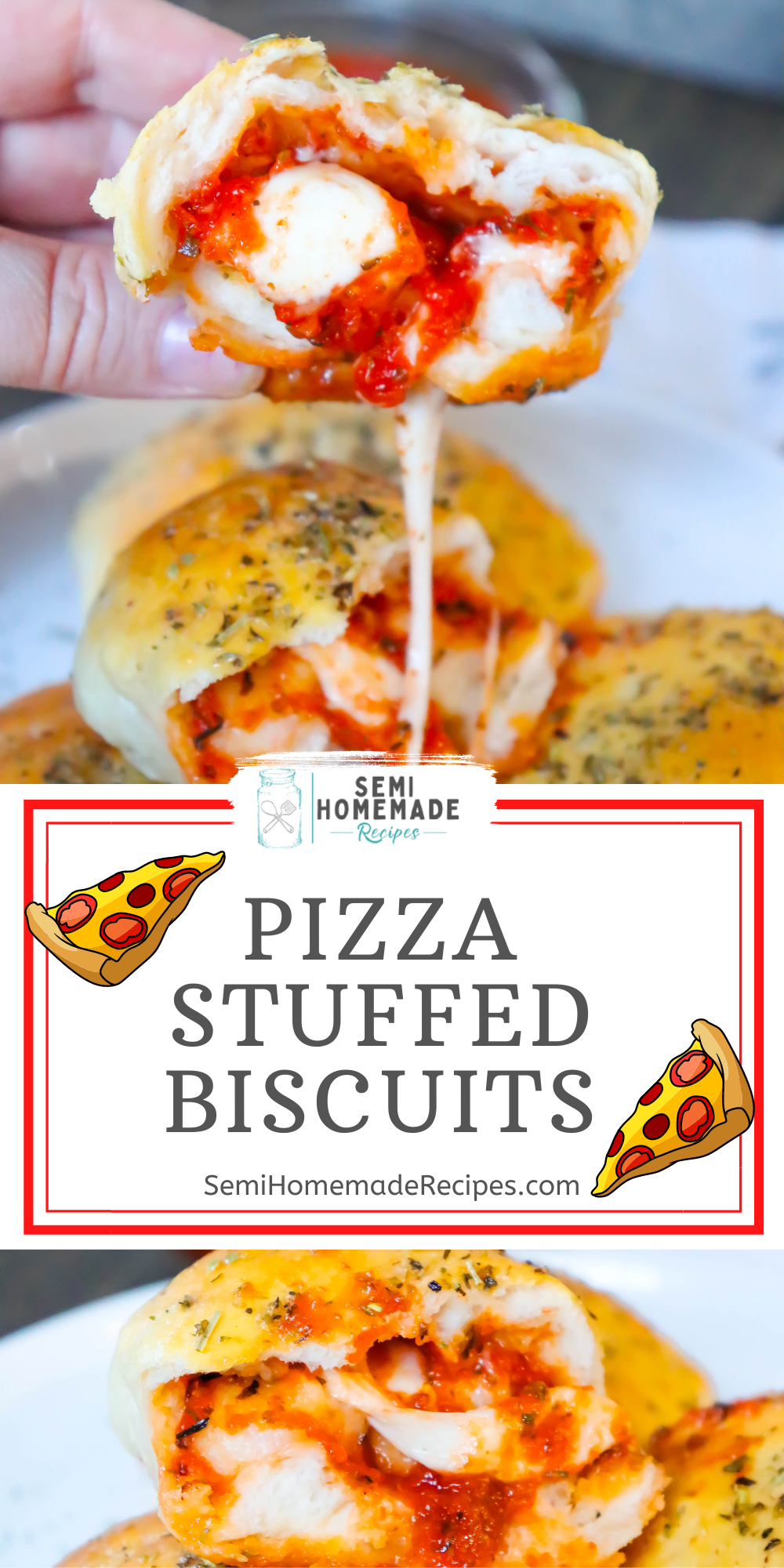 Great for an easy lunch or dinner, these Pizza Stuffed Biscuits are ready in less than 30 minutes! Normally packed with pizza sauce, fresh mozzarella and Italian seasoning but completely customizable. 