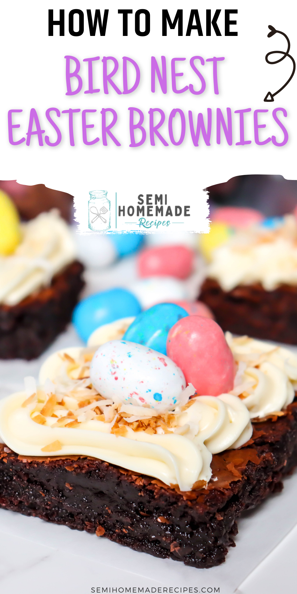 Take the a pan of simple fudge brownies, some frosting and easy decorating and transform them into these super cute Bird Nest Easter Brownies! These Bird Nest Easter Brownies are perfect for Easter Sunday or any Spring time event! 