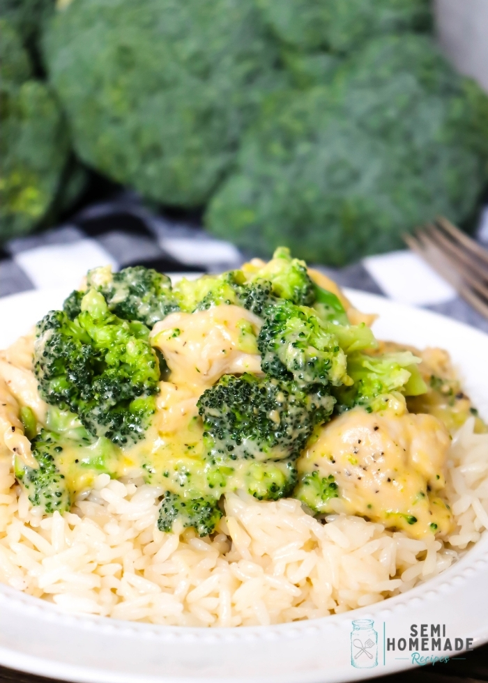 Skillet Chicken and Broccoli on white plate