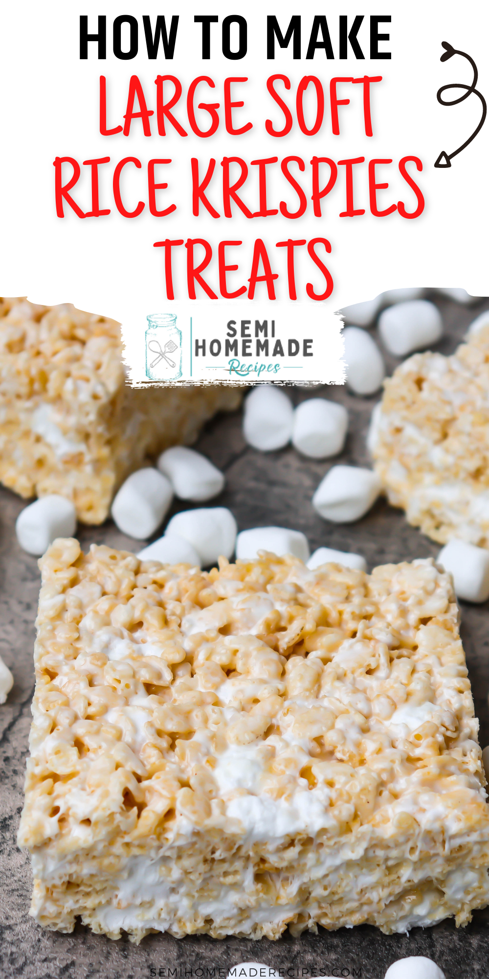 These Large Soft Rice Krispies Treats are absolutely perfect and so easy to make! These homemade Rice Krispies Treats are super soft and full of extra marshmallows. 