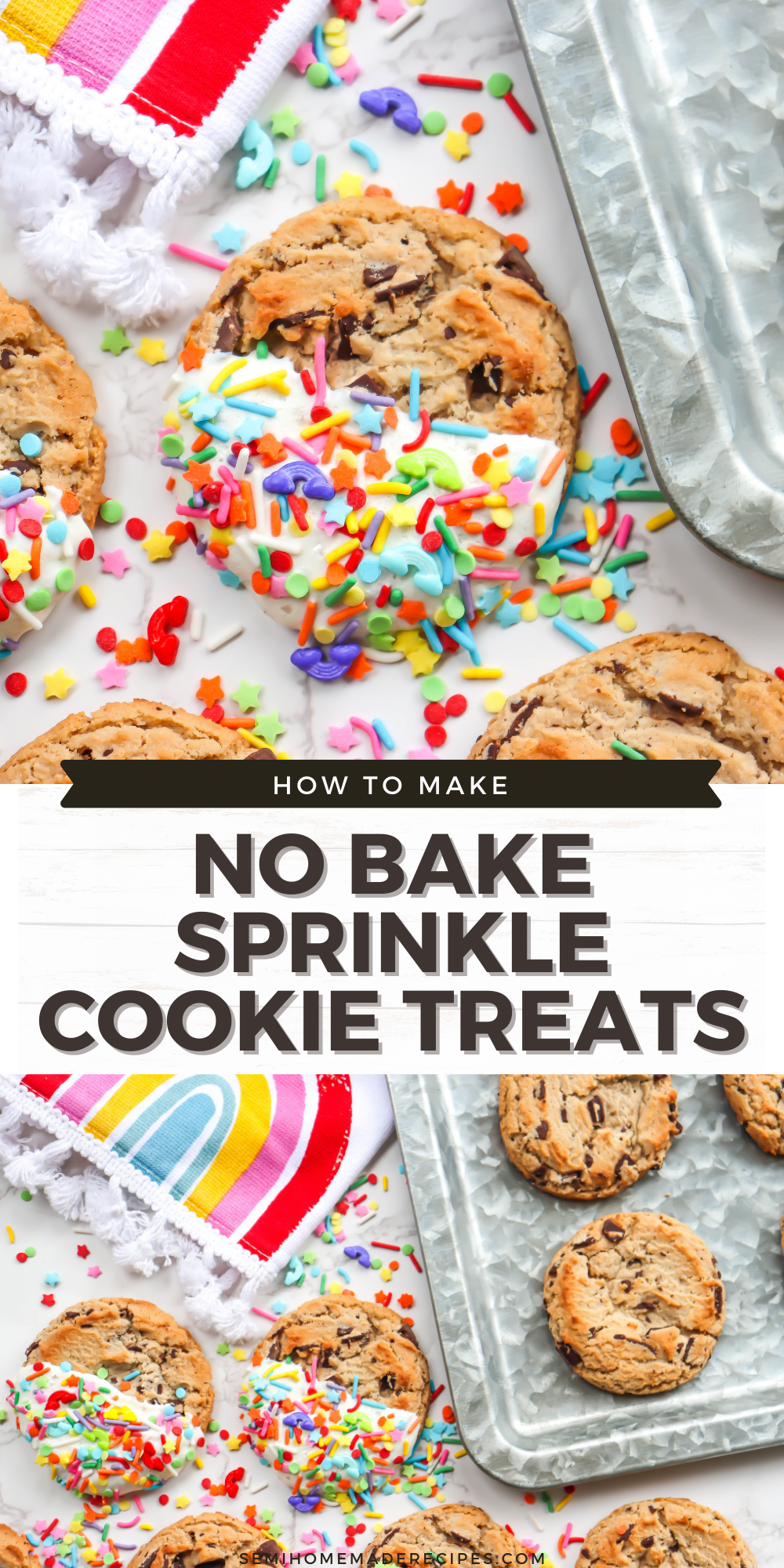No Bake Sprinkle Cookie Treats are a great idea for birthday parties, wedding showers, baby showers and gifts! They're also ridiculously easy to make!