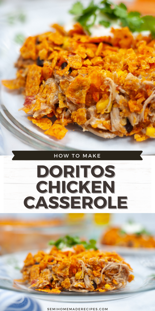 This super easy Dorito Casserole is made form layers of Nacho Cheese Doritos chips, beans, corn, chicken and a few other ingredients for a great weeknight meal! 