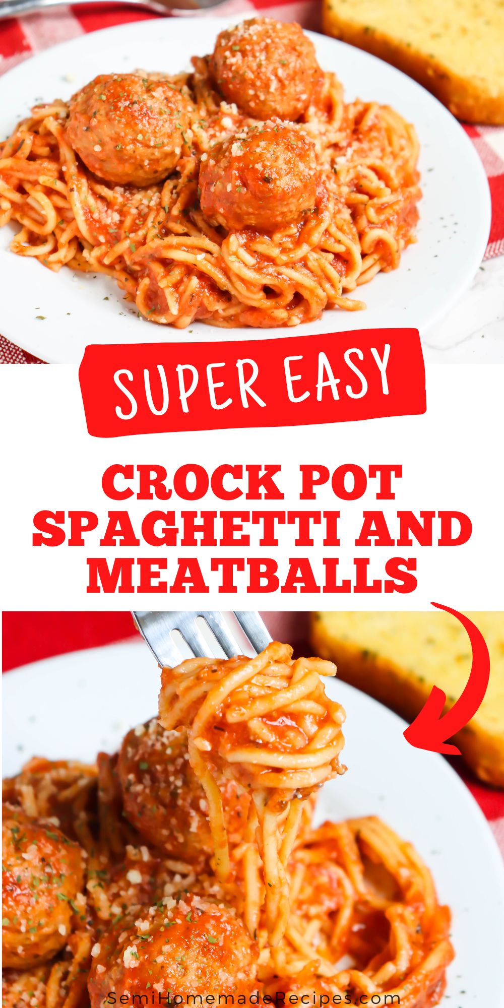 This tasty Crock Pot Spaghetti and Meatballs uses pantry and freezer items to make a fantastic meal that takes hardly any work to toss together! 