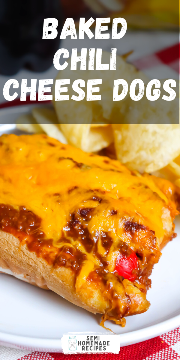 Cheesy, Chili covered Hot Dogs that are baked in the oven! These Baked Chili Cheese Dogs are delicious and so easy to make!