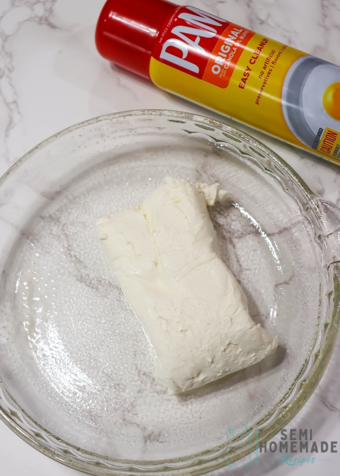 Cream cheese in a pie dish