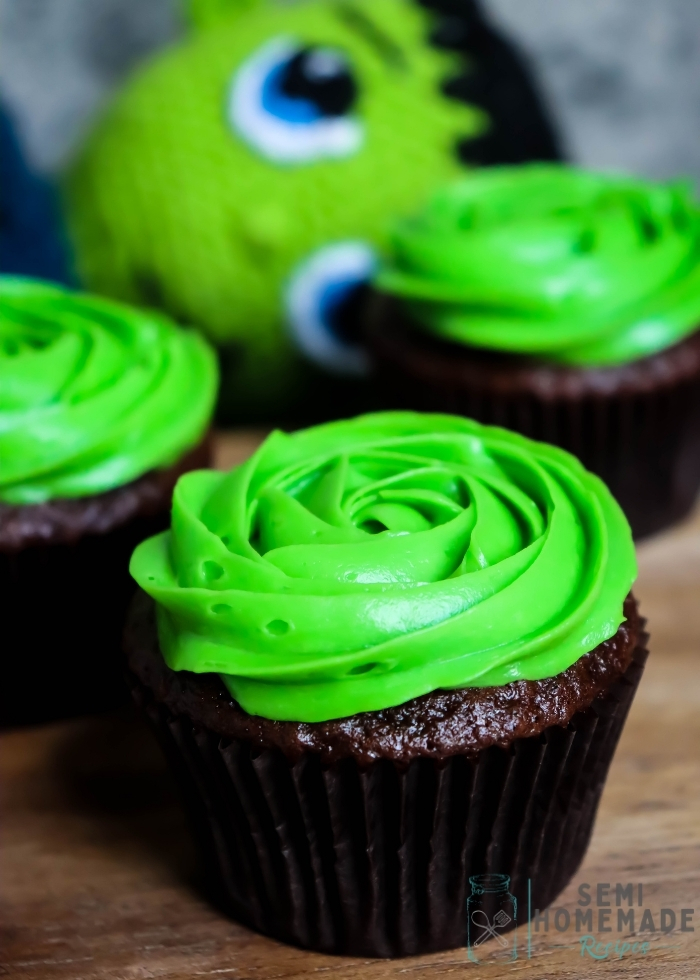 green frosted Chocolate cupcake