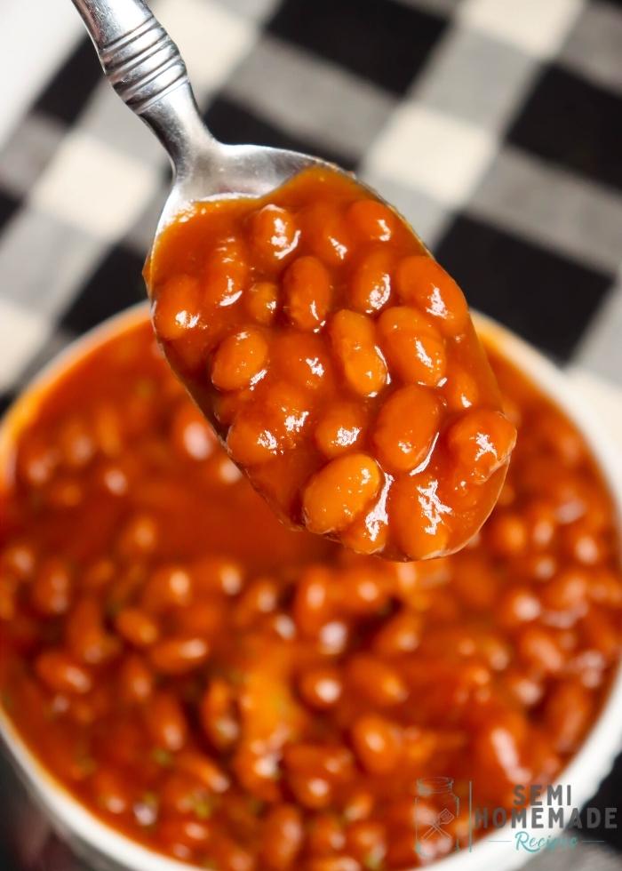 spoonful of slow cooker baked beans