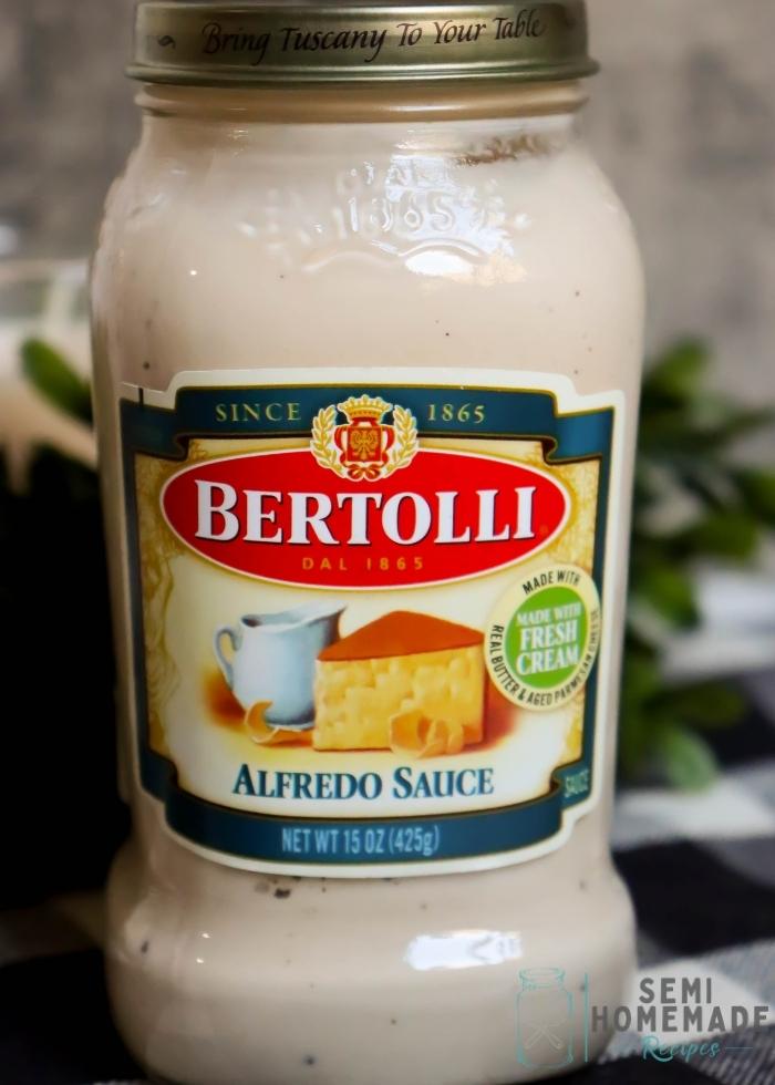 Jar of Bertolli Alfredo Sauce