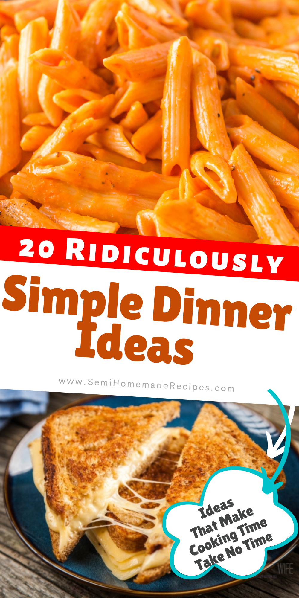 Wondering what to make for dinner tonight? Tired and Uninspired in the kitchen? Just ready to get food on the table? Let me help with 20 Ridiculously Simple Dinner Ideas to make Meal Time Super Easy! Here you'll find the "Semi Homemade Ideas" and "homemade recipes for when you feel like cooking".