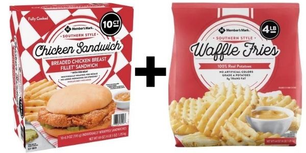 Members Mark Southern Chicken sandwich and Waffle Fries