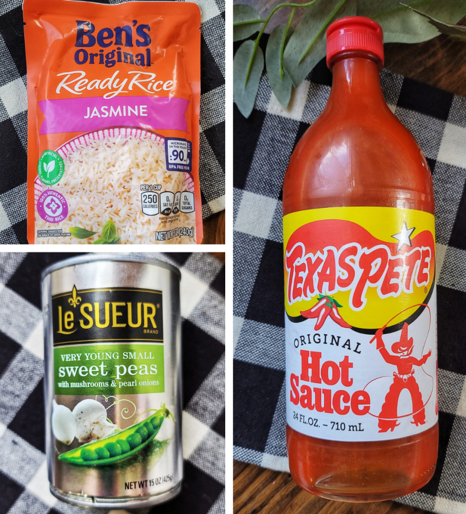 QUICK GLANCE AT INGREDIENTS for this 3 ingredients rice dish: