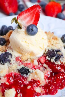 Patriotic Cobbler - Strawberry Cobbler topped with blueberries