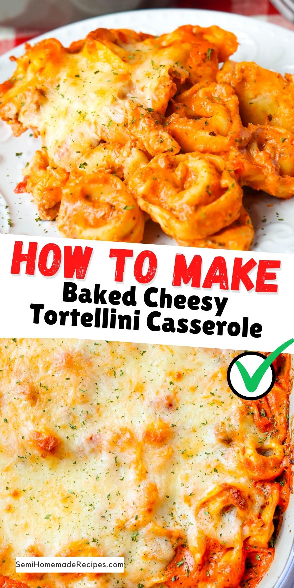 Baked Cheesy Tortellini Casserole - Ground Turkey (or ground beef), is seasoned and browned before being mixed together with spaghetti sauce, cream cheese and cheesy tortellini before being covered in cheese and baked in the oven. 