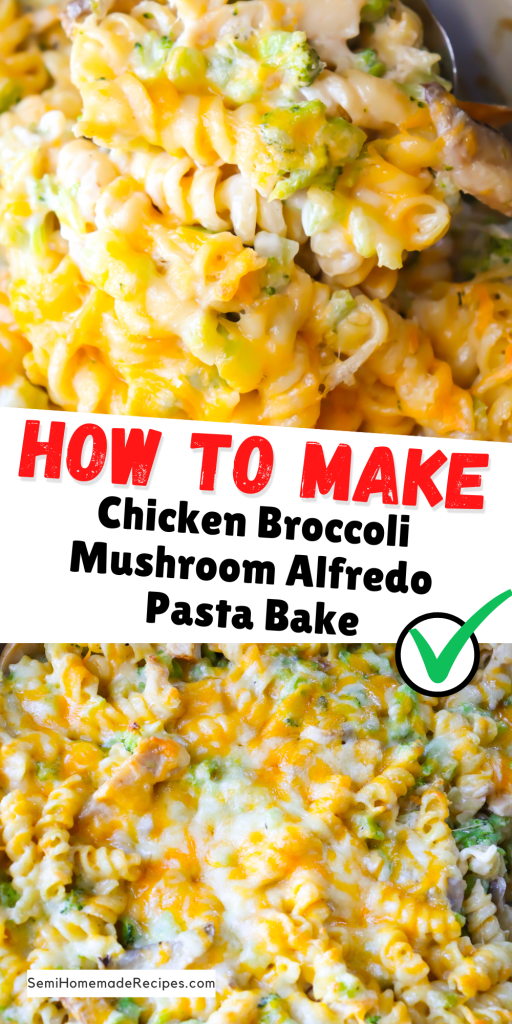 Chicken Broccoli Mushroom Alfredo Pasta Bake is a super simple semihomemade chicken alfredo casserole that is perfect for a busy weeknight! Lets get dinner on the table quickly so we can spend more time with our family!
