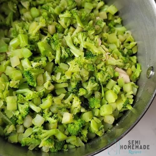 broccoli added to pot