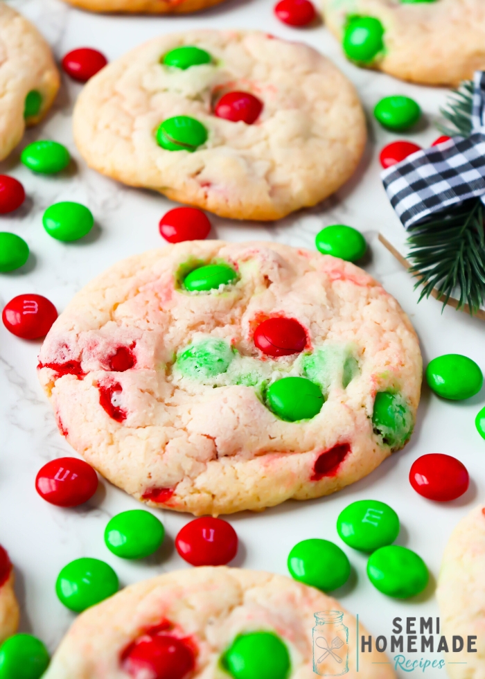 Christmas M&M Cake Mix Cookies 
