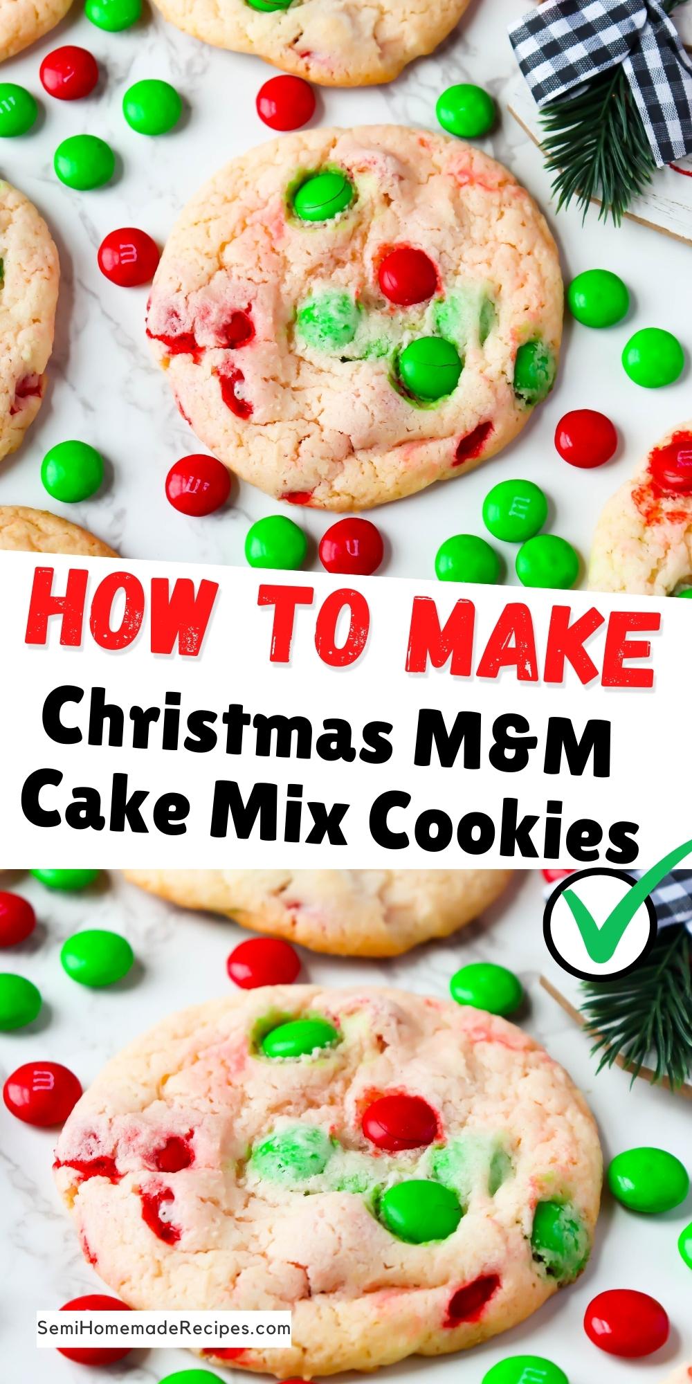 Ready for the perfect Christmas Cookies? These Christmas M&M Cake Mix Cookies are going to be a new favorite! You'll only need 4 ingredients for these cookies!