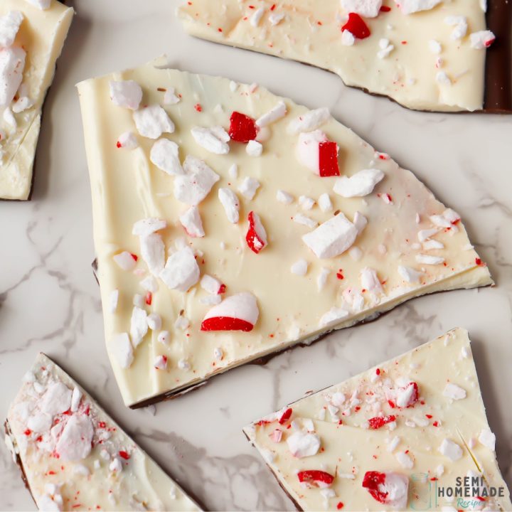This recipe makes the easiest Peppermint Bark that's perfect for Christmas Parties, Candy/Cookie Parties and wonderful to wrap up as a homemade gift from the kitchen.
