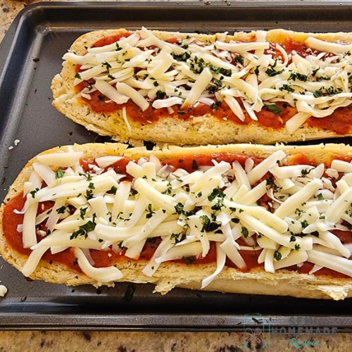 French Bread Margarita Pizza before the oven