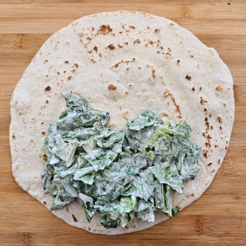 Tortilla with lettuce and Caesar dressing