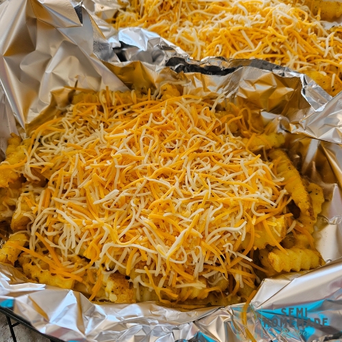 cheese on fries in foil packets
