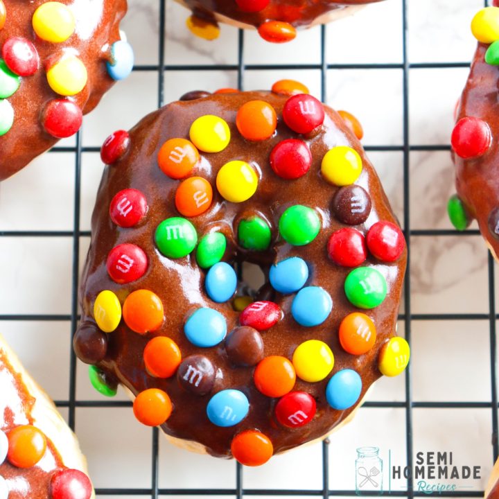 These Air Fryer M&M Donuts are fun to make and decorate with the kids! An easy and simple treat that just takes minutes to create!