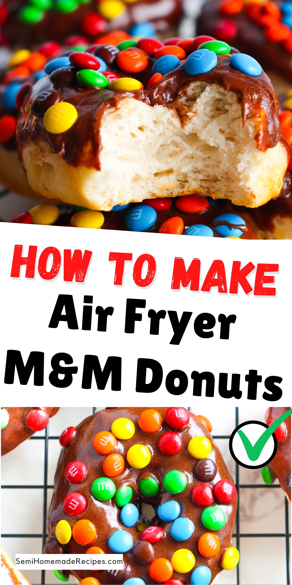 These Air Fryer M&M Donuts are fun to make and decorate with the kids! An easy and simple treat that just takes minutes to create! 