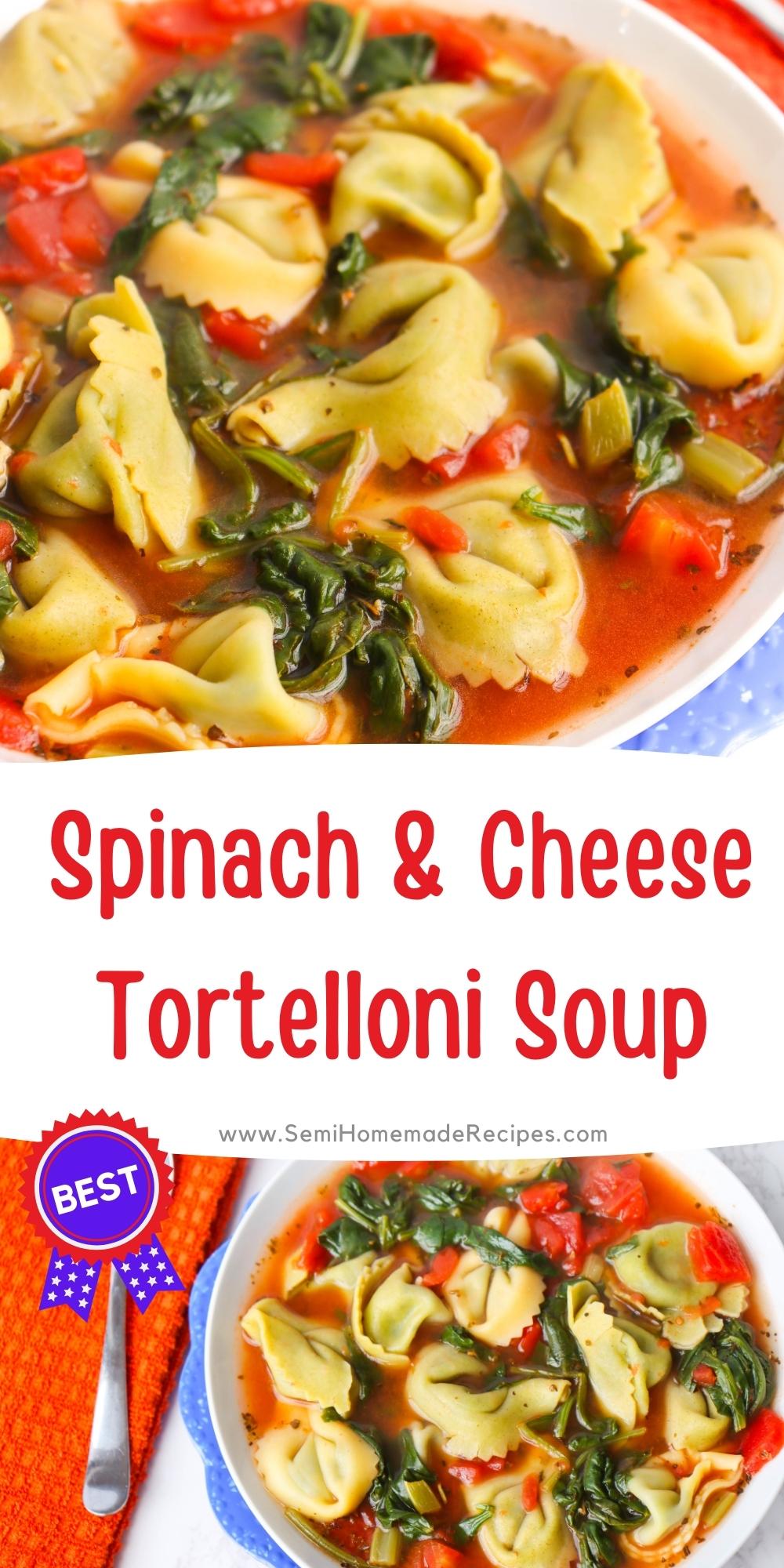 Discover the secret to creating a warm and satisfying bowl of Spinach & Cheese Tortelloni Soup that will leave you feeling cozy and content. Psst….the semi homemade ingredients will help get this soup ready in a jiffy!