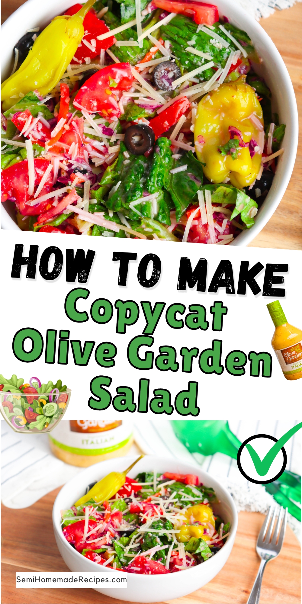 We love the big ol salads that you get at Olive Garden! They're perfect with meals and we love making this Copycat Olive Garden Salad at home! 