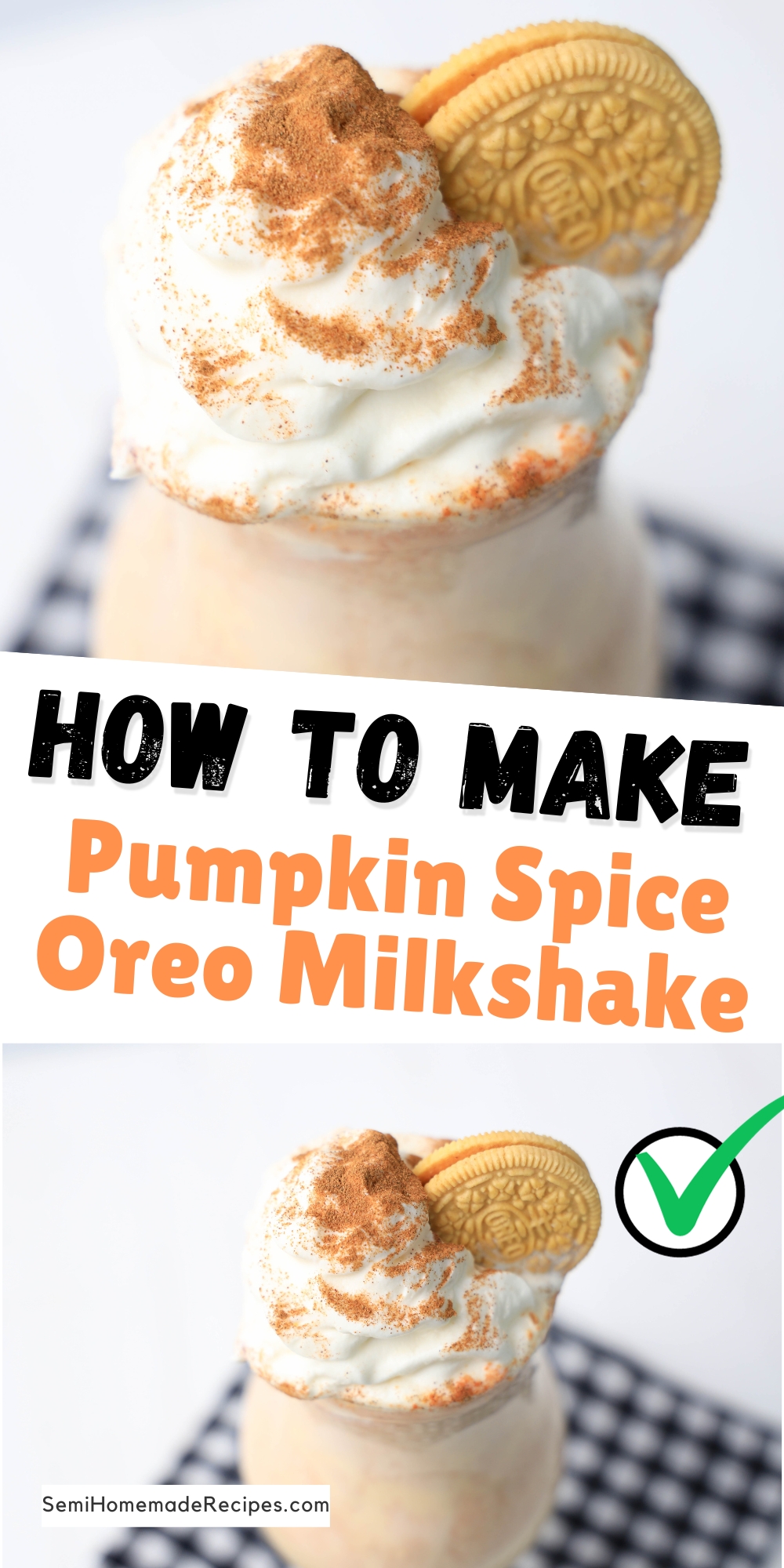 Autumn and Summer collide with this Pumpkin Spice Oreo Milkshake! We're using Pumpkin Spice Oreos and Vanilla Ice Cream to make a cool treat with great fall flavor! 