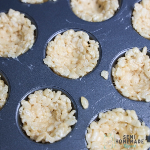 rice krispies in mini cupcake tin
