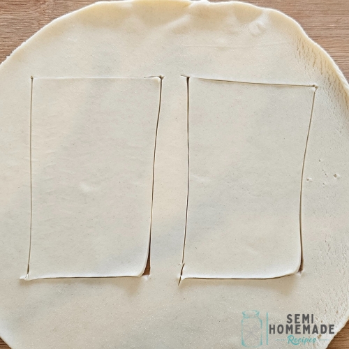 rectangles cut in pie dough