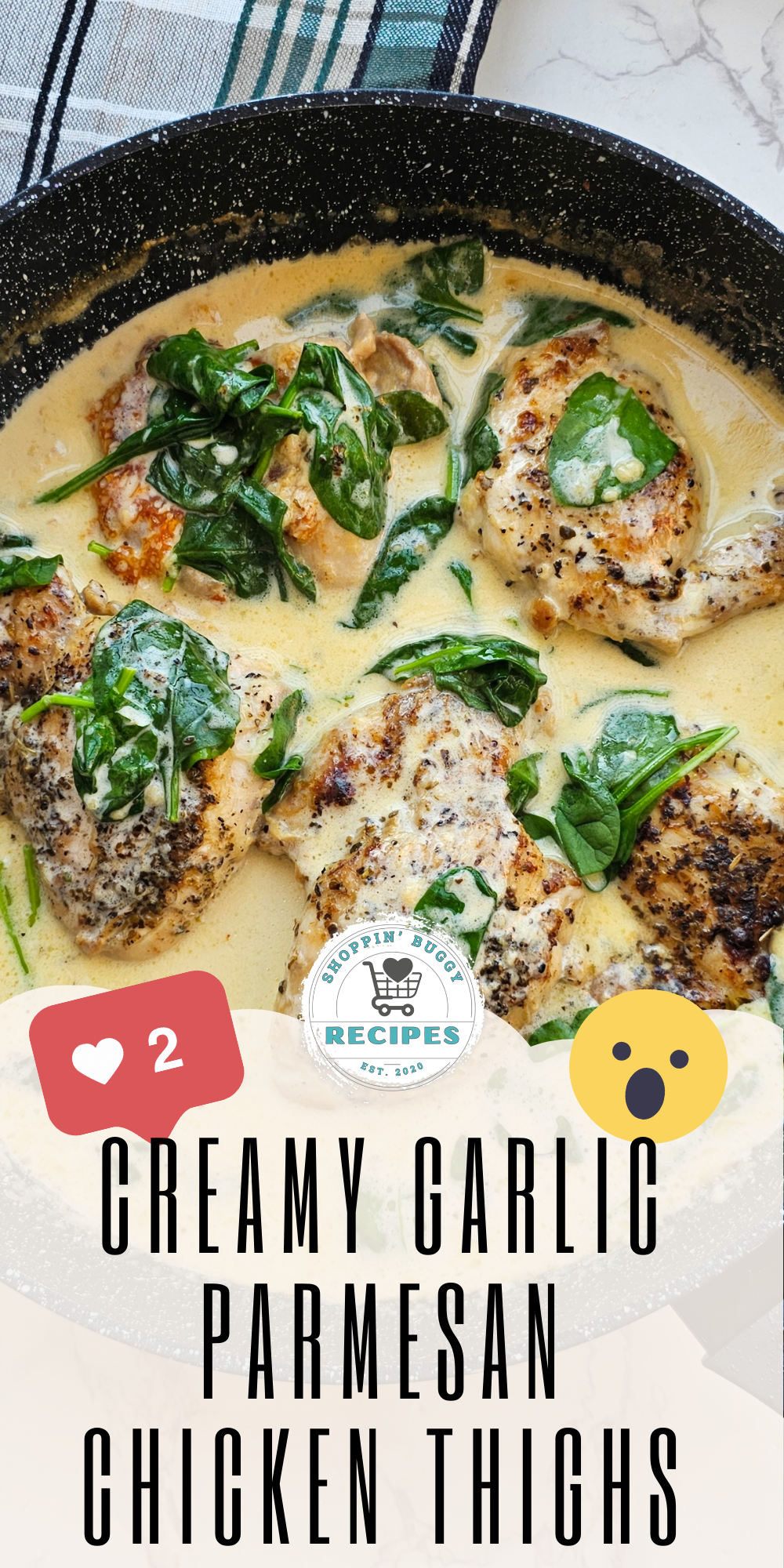Creamy Garlic Parmesan Chicken Thighs (One-Skillet, Low Carb) This creamy garlic parmesan chicken thigh recipe is made in one skillet using simple ingredients. An easy, low-carb dinner idea that&rsquo;s perfect for busy nights.