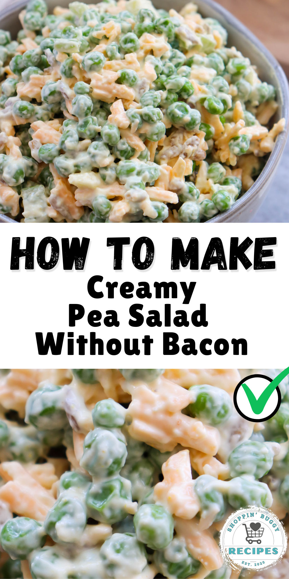 Creamy Pea Salad Without Bacon is an easy cold side dish made with sweet peas, cheddar cheese, and a creamy ranch-style dressing. Perfect for cookouts, potlucks, and family dinners.