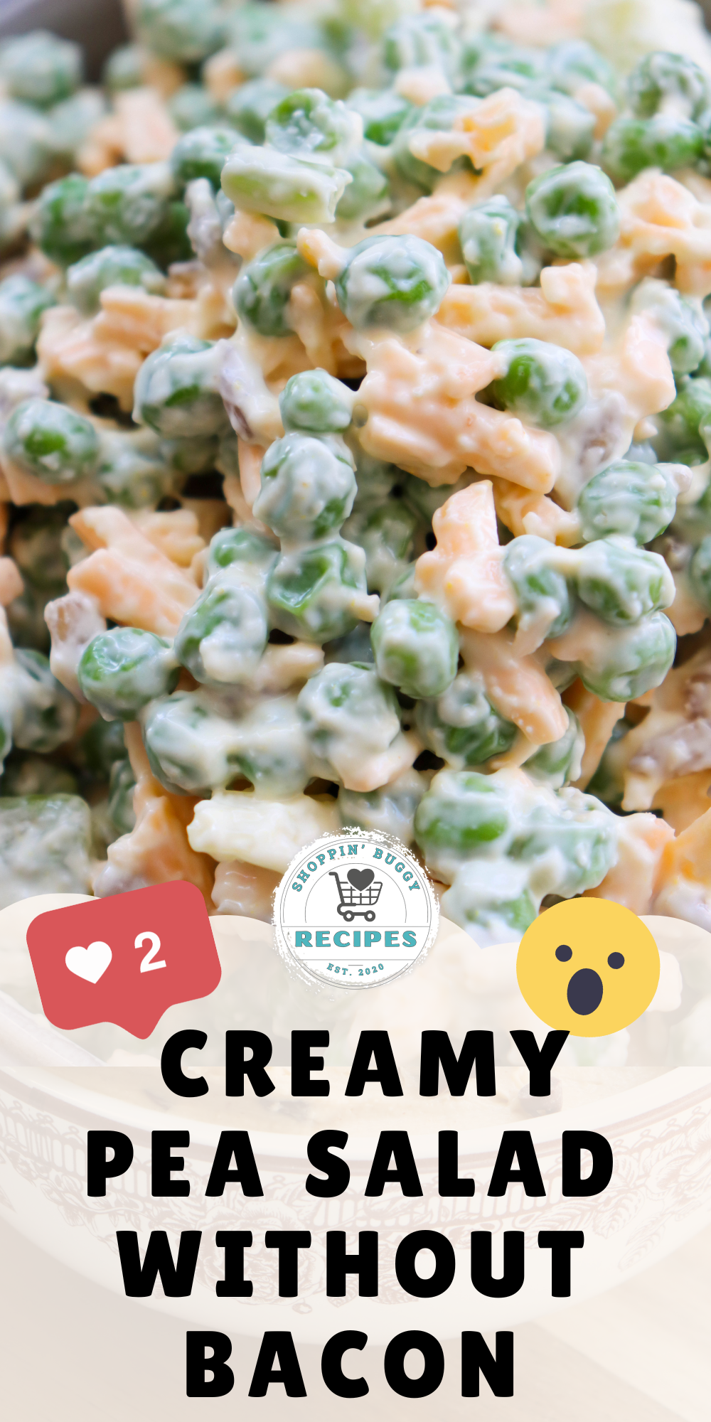 Creamy Pea Salad Without Bacon is an easy cold side dish made with sweet peas, cheddar cheese, and a creamy ranch-style dressing. Perfect for cookouts, potlucks, and family dinners.