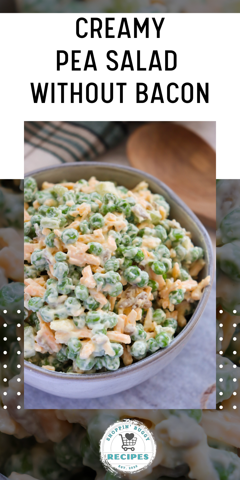 Creamy Pea Salad Without Bacon is an easy cold side dish made with sweet peas, cheddar cheese, and a creamy ranch-style dressing. Perfect for cookouts, potlucks, and family dinners.