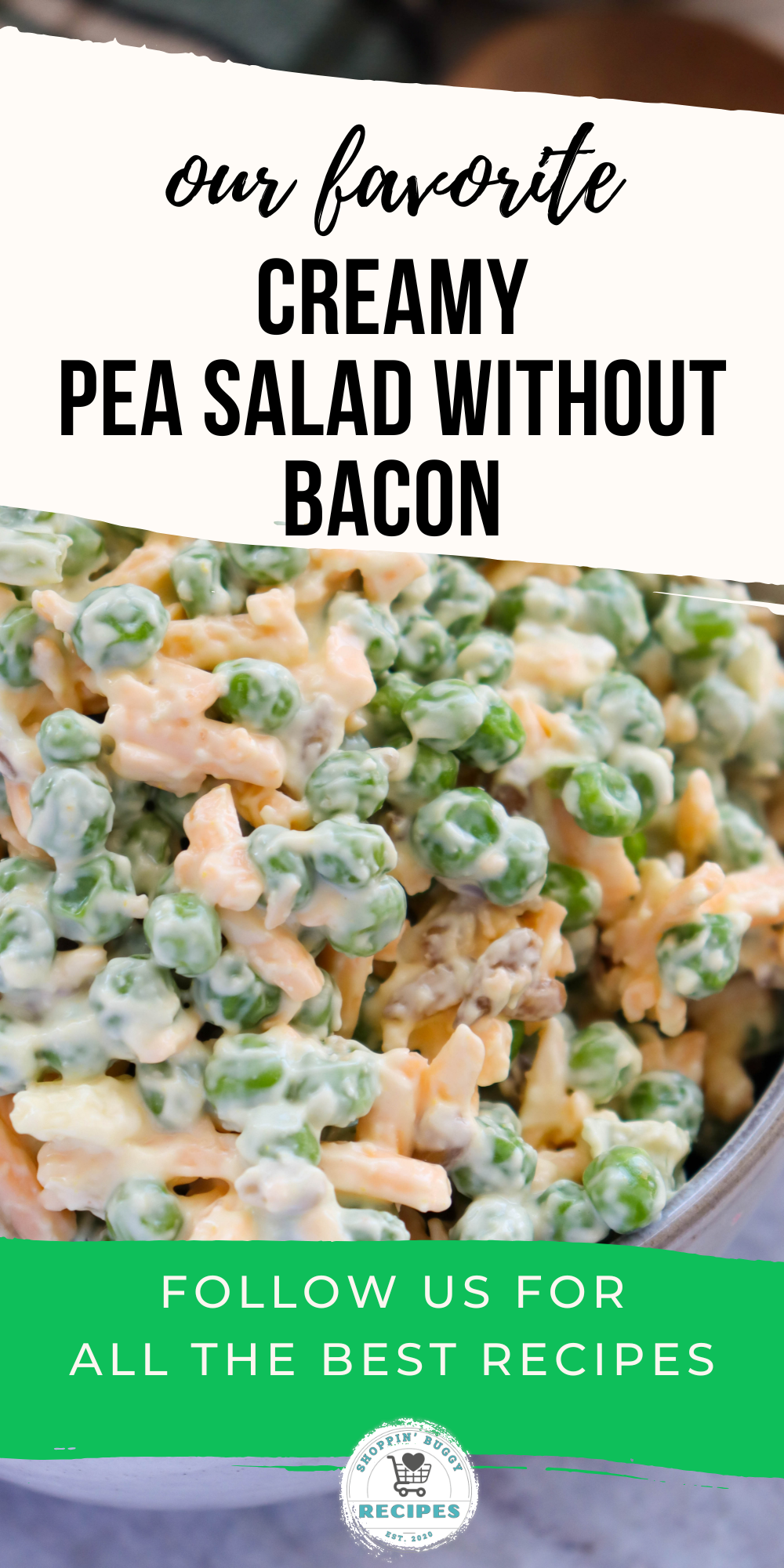 Creamy Pea Salad Without Bacon is an easy cold side dish made with sweet peas, cheddar cheese, and a creamy ranch-style dressing. Perfect for cookouts, potlucks, and family dinners.